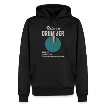 Être batteur percussion joueur de batterie musicien - Sweat à capuche Premium bio Homme - noir - Devant - Nico (187cm)