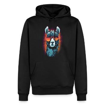 Lama avec lunettes de soleil Llama trekking - Sweat à capuche Premium bio Homme - noir - Devant - Nico (187cm)