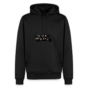 Profile with Stickers - Men’s Premium Organic Hoodie - black - Front - Nico (187cm)