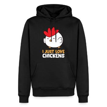 Huhn - I just love Chickens - Männer Premium Bio Hoodie - Schwarz - Vorne - Nico (187cm)