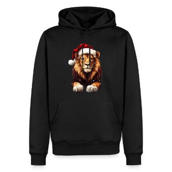 Lion Noël - Sweat à capuche Premium bio Homme - noir - Devant - Nico (187cm)
