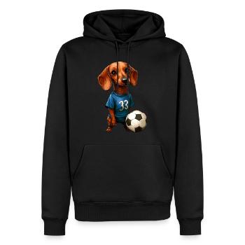 Fussball Dackel blau - Männer Premium Bio Hoodie - Schwarz - Vorne - Nico (187cm)
