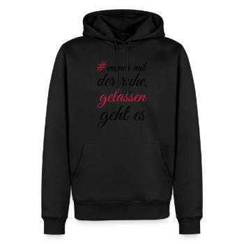 immer mit der ruhe - Männer Premium Bio Hoodie - Schwarz - Vorne - Nico (187cm)
