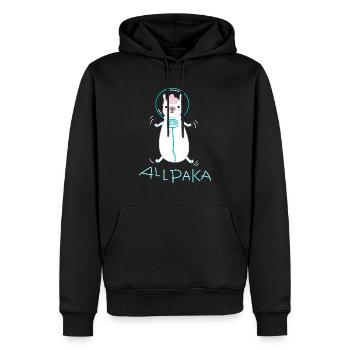 Lama als Astronaut - Männer Premium Bio Hoodie - Schwarz - Vorne - Nico (187cm)
