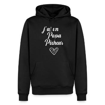 j ai un papa Pêcheur - Sweat à capuche Premium bio Homme - noir - Devant - Nico (187cm)