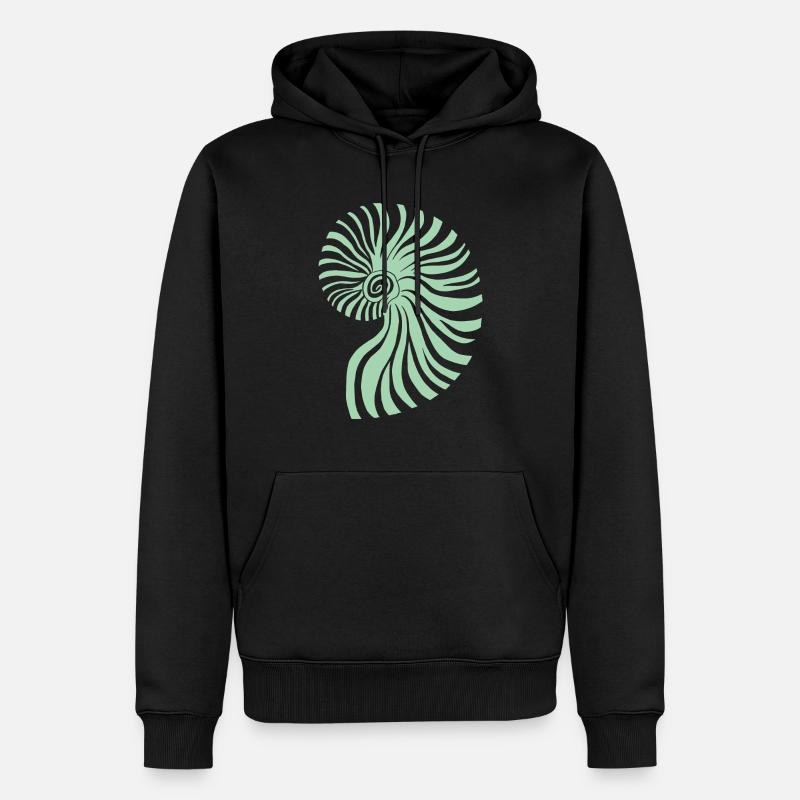 Ammonite vert pastel - Sweat à capuche Premium bio Homme - noir