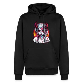 diabolical woman / blood / gothic / heavy metal - Men’s Premium Organic Hoodie - black - Front - Nico (187cm)