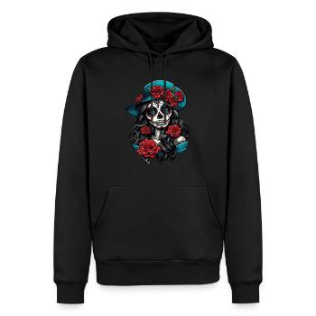 La Catrina / Dia de Muertos / Tattoo /Kultur - Männer Premium Bio Hoodie - Schwarz - Vorne - Nico (187cm)