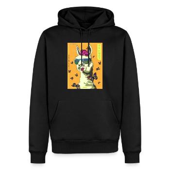 COOLLLAMAorange 01 - Sweat à capuche Premium bio Homme - noir - Devant - Nico (187cm)