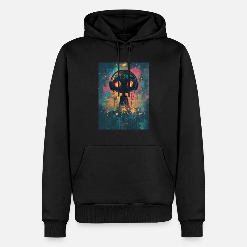Abstrakter Roboter Mit Kopfhörern - Männer Premium Bio Hoodie - Schwarz