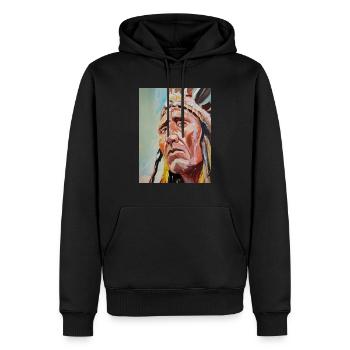 Zeitlose Essenz – Ölporträt des Ältesten - Männer Premium Bio Hoodie - Schwarz - Vorne - Nico (187cm)