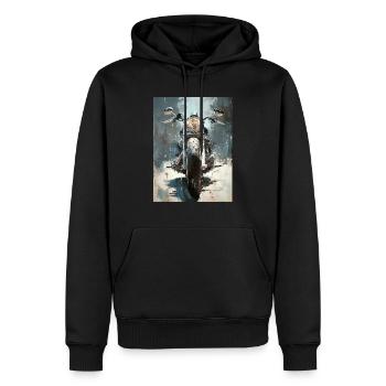 Motorrad Gemälde Leinwand Ölgemälde - Männer Premium Bio Hoodie - Schwarz - Vorne - Nico (187cm)