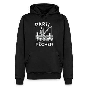 parti pêcher - Sweat à capuche Premium bio Homme - noir - Devant - Nico (187cm)