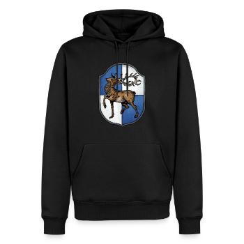 Wappen Hirsch - Männer Premium Bio Hoodie - Schwarz - Vorne - Nico (187cm)