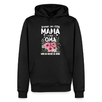 Mama & Oma – Muttertagsgeschenk Zum Muttertag - Männer Premium Bio Hoodie - Schwarz - Vorne - Nico (187cm)