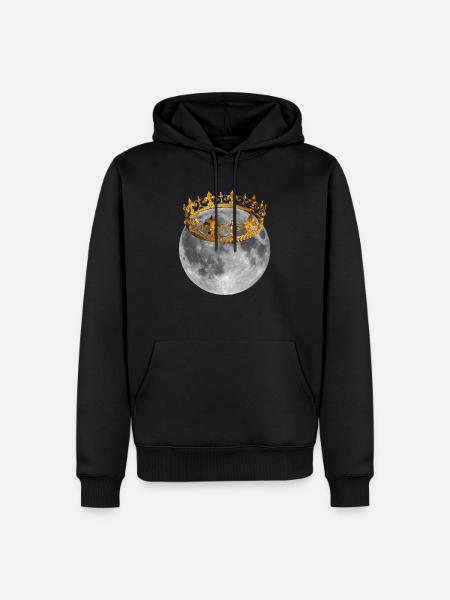 Mond mit Krone - Männer Premium Bio Hoodie - Schwarz