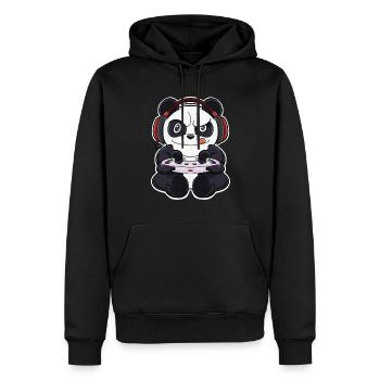 Panda With Gaming Controller I Funny Gaming I - Männer Premium Bio Hoodie - Schwarz - Vorne - Nico (187cm)