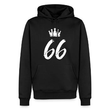 66 Zahl Krone - Männer Premium Bio Hoodie - Schwarz - Vorne - Nico (187cm)