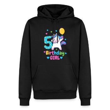 Licorne de 5ème anniversaire - Sweat à capuche Premium bio Homme - noir - Devant - Nico (187cm)