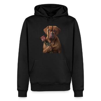 Bordeauxdogge Valentins Tag - Männer Premium Bio Hoodie - Schwarz - Vorne - Nico (187cm)