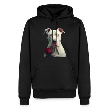 Dogo Argentino Saint-Valentin - Sweat à capuche Premium bio Homme - noir - Devant - Nico (187cm)