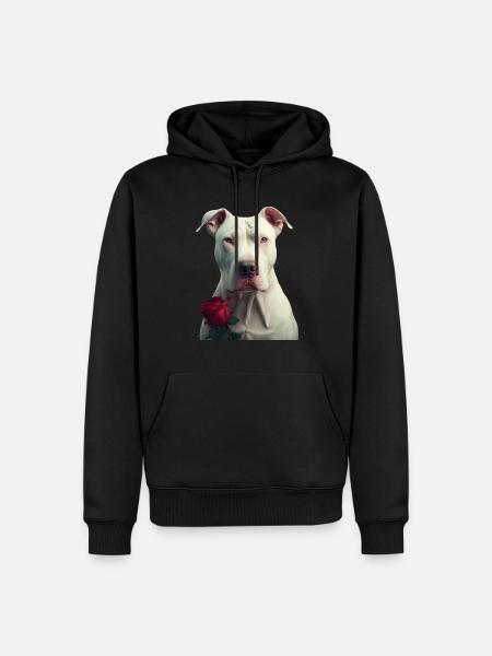 Dogo Argentino Saint-Valentin - Sweat à capuche Premium bio Homme - noir