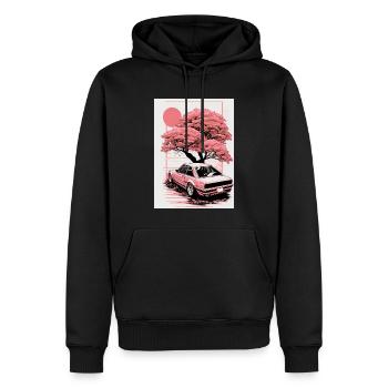 Vintage Cherry Blossom Sakura Car Design - Sweat à capuche Premium bio Homme - noir - Devant - Nico (187cm)