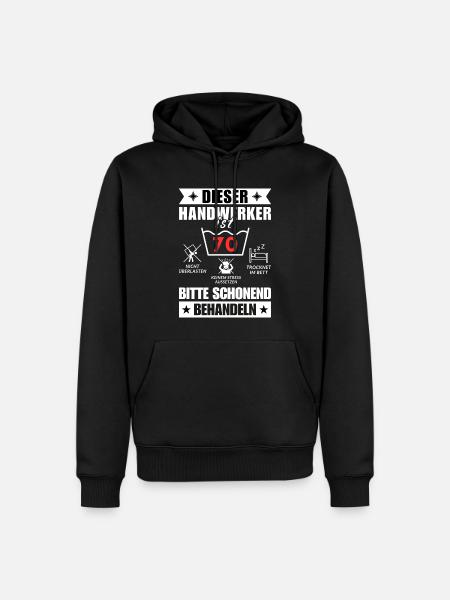 Dieser Handwerker ist 70. Schonend behandeln - Männer Premium Bio Hoodie - Schwarz