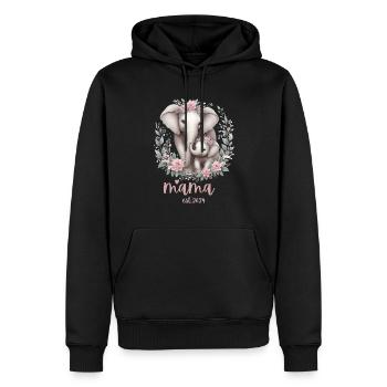 Mama 2024 Elephant Floral Wreath Celebration - Männer Premium Bio Hoodie - Schwarz - Vorne - Nico (187cm)