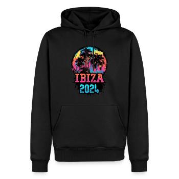 Palmiers de l’équipe Ibiza 2024 multicolores - Sweat à capuche Premium bio Homme - noir - Devant - Nico (187cm)