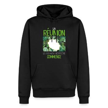 La Réunion Mon Histoire Mon Ile Cadeau Femme - Sweat à capuche Premium bio Homme - noir - Devant - Nico (187cm)