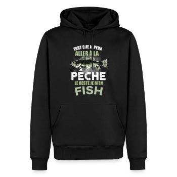 Pêcheur humour je m'en fish Citation Pêche - Sweat à capuche Premium bio Homme - noir - Devant - Nico (187cm)