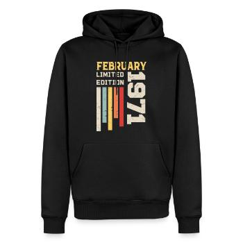 Februar 1971 - Februar 1971 Jubiläumsgeschenk - Männer Premium Bio Hoodie - Schwarz - Vorne - Nico (187cm)