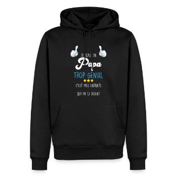 Je Suis Un Papa Trop Génial Cadeau Des Enfants - Sweat à capuche Premium bio Homme - noir - Devant - Nico (187cm)