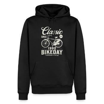 Cycliste 1992 Vélo 30 Ans Anniversaire - Sweat à capuche Premium bio Homme - noir - Devant - Nico (187cm)