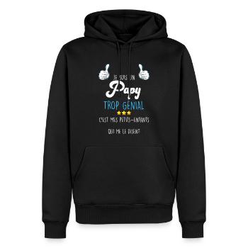 Papy Trop Génial C'est Mon Papi Idée Cadeau - Sweat à capuche Premium bio Homme - noir - Devant - Nico (187cm)