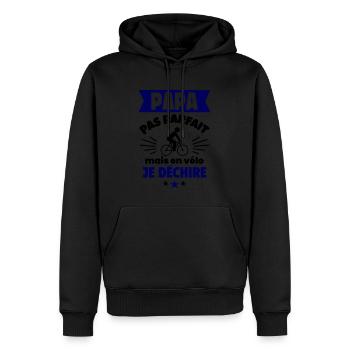 Papa pas parfait, mais en vélo je déchire - Sweat à capuche Premium bio Homme - noir - Devant - Nico (187cm)