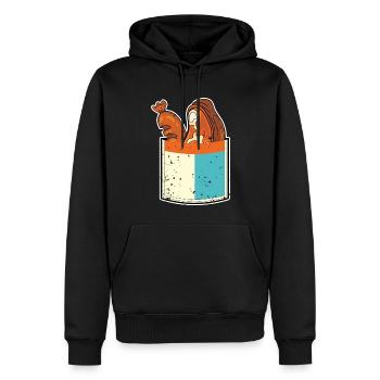 Grillparty Geschenk Fleisch Brusttasche Grillen - Männer Premium Bio Hoodie - Schwarz - Vorne - Nico (187cm)