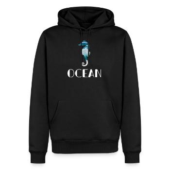 Cheval de mer dans la mer - Sweat à capuche Premium bio Homme - noir - Devant - Nico (187cm)