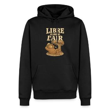 Libre comme l'air. Cadeau pour les retraités - Sweat à capuche Premium bio Homme - noir - Devant - Nico (187cm)