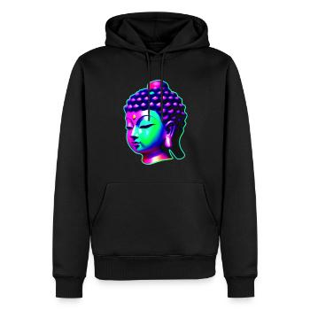 Tête de Bouddha aux couleurs des chakras - Sweat à capuche Premium bio Homme - noir - Devant - Nico (187cm)