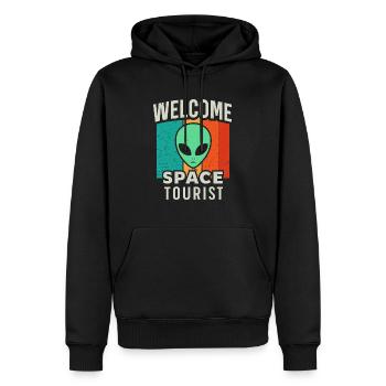 Bienvenue Espace Touriste Alien Design - Sweat à capuche Premium bio Homme - noir - Devant - Nico (187cm)