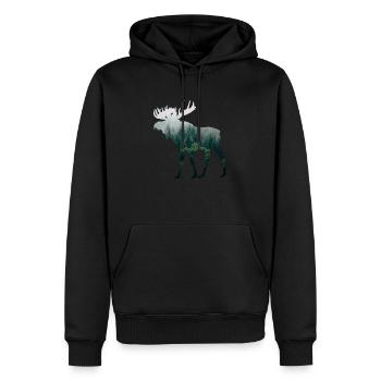 Elch Camping Jäger Naturfreund T-Shirt Geschenk - Männer Premium Bio Hoodie - Schwarz - Vorne - Nico (187cm)