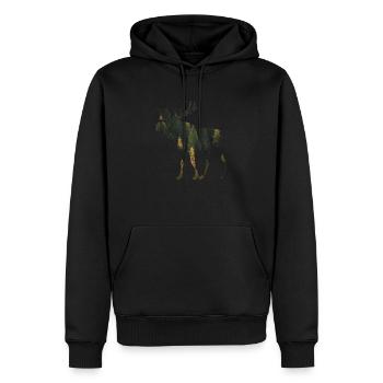 Elch Camping Jäger Naturfreund T-Shirt Geschenk - Männer Premium Bio Hoodie - Schwarz - Vorne - Nico (187cm)