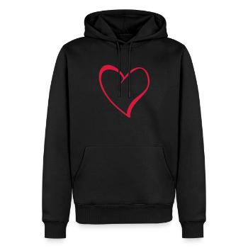 Heart - Männer Premium Bio Hoodie - Schwarz - Vorne - Nico (187cm)