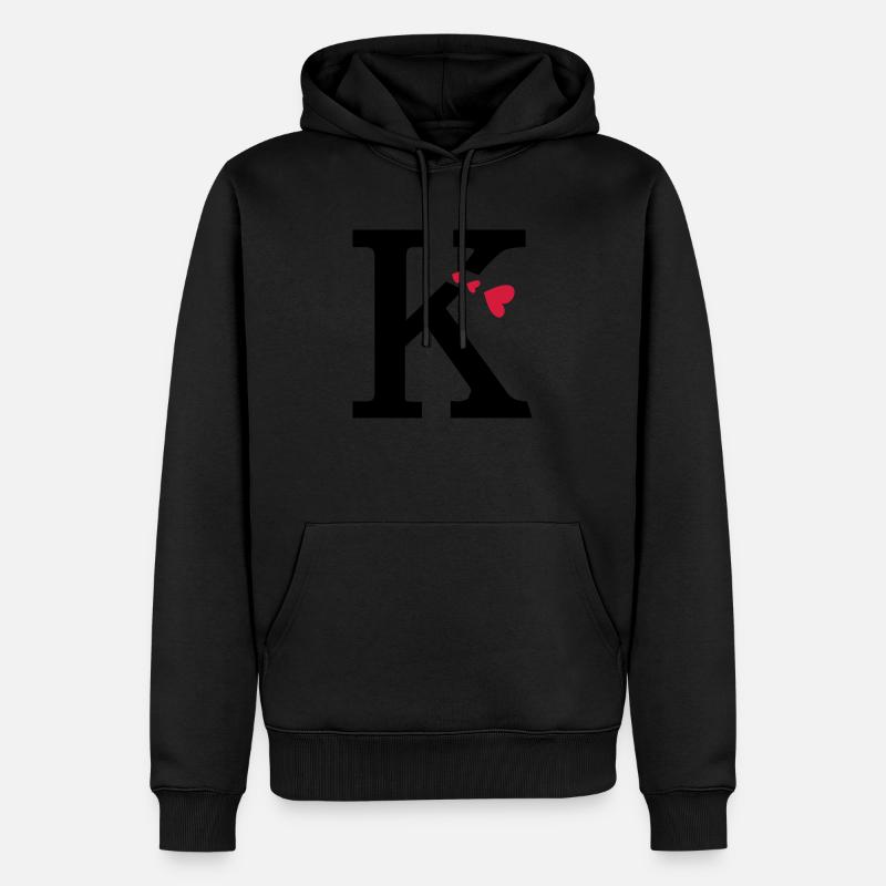 Großbuchstabe K mit Herzen - Männer Premium Bio Hoodie - Schwarz