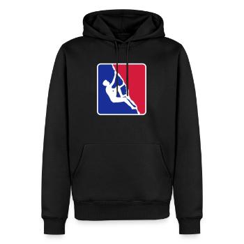 quadrat rot blau logo freeclimber gipfelstuermer k - Männer Premium Bio Hoodie - Schwarz - Vorne - Nico (187cm)