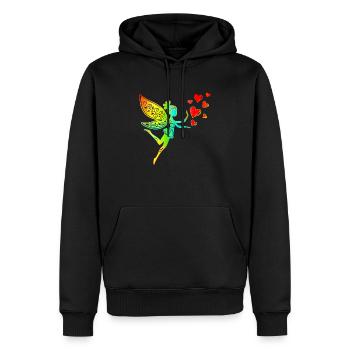 Fee Elfe Herzen Valentinstag Geschenkidee Liebe - Männer Premium Bio Hoodie - Schwarz - Vorne - Nico (187cm)
