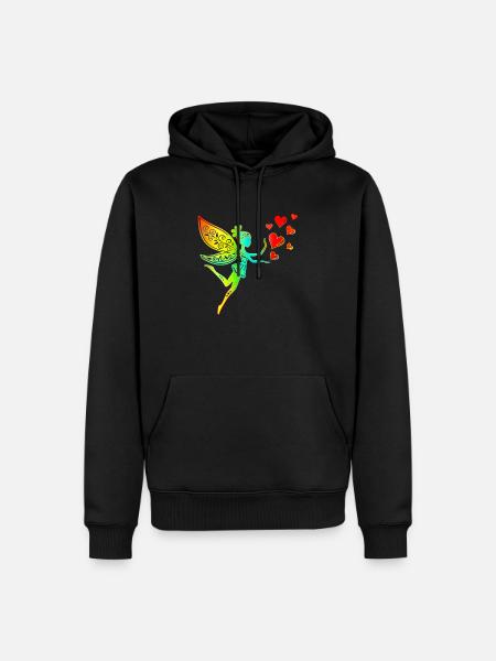 Fee Elfe Herzen Valentinstag Geschenkidee Liebe - Männer Premium Bio Hoodie - Schwarz