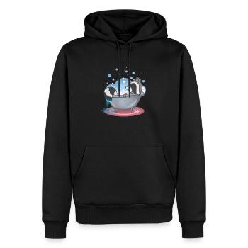 Waschbär in der Badewanne - Männer Premium Bio Hoodie - Schwarz - Vorne - Nico (187cm)